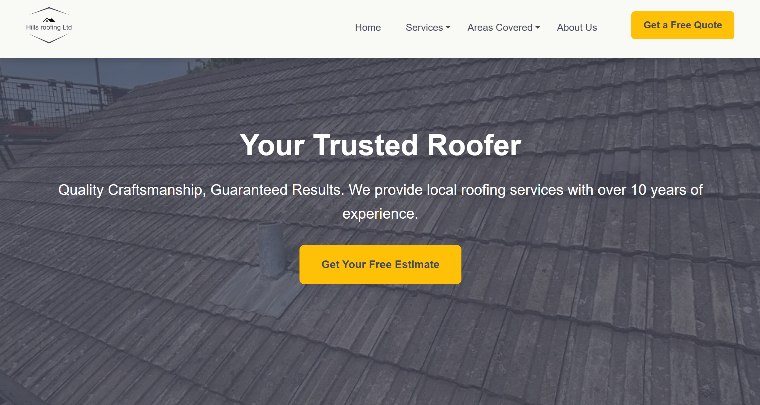 Hills Roofing LTD website design screenshot